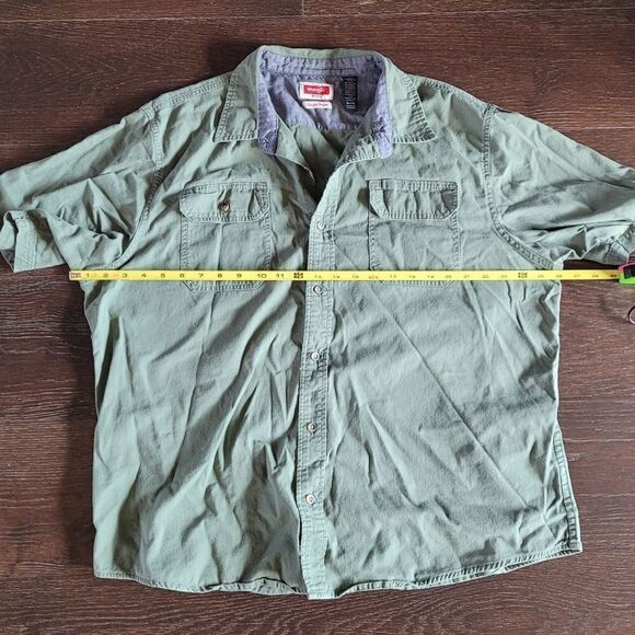 Wrangler Vintage Short Sleeve Green Comfort Flex Flap Pockets XL - Picture 6 of 8